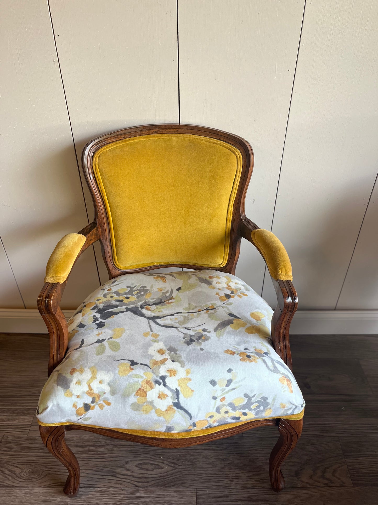 Yellow Velvet Vintage Set of Arm Chairs