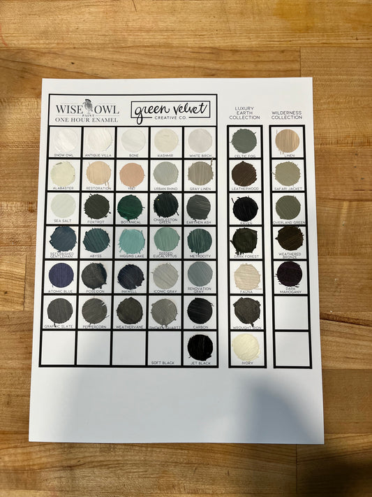 Wise Owl Paint - Hand Painted Color Chart