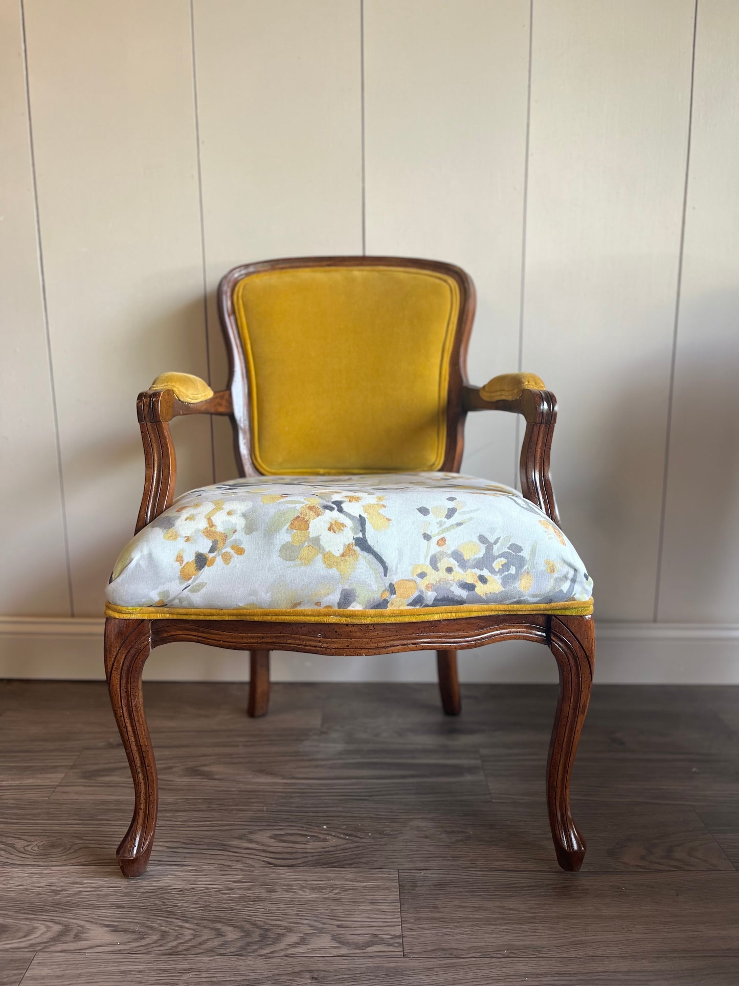 Yellow Velvet Vintage Set of Arm Chairs