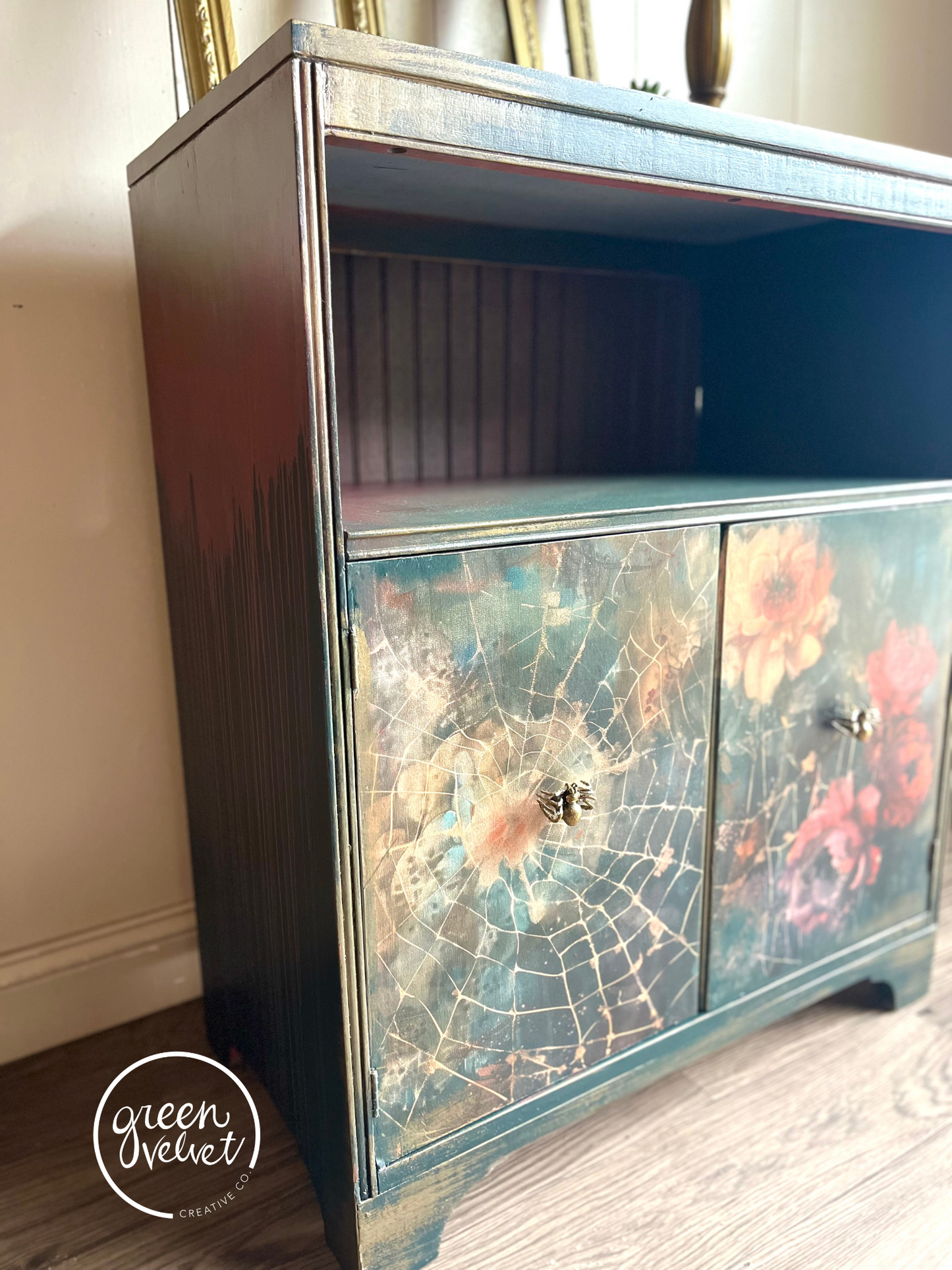 SOLD - Tangled Web and Spider Cabinet