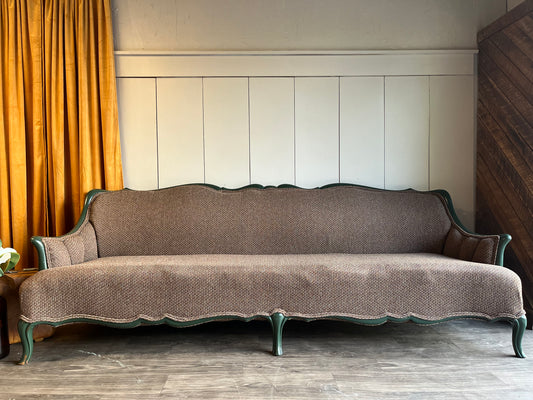 Restored Vintage Sofa - Hunter Green Frame & Multi-Colored Tweed Upholstry