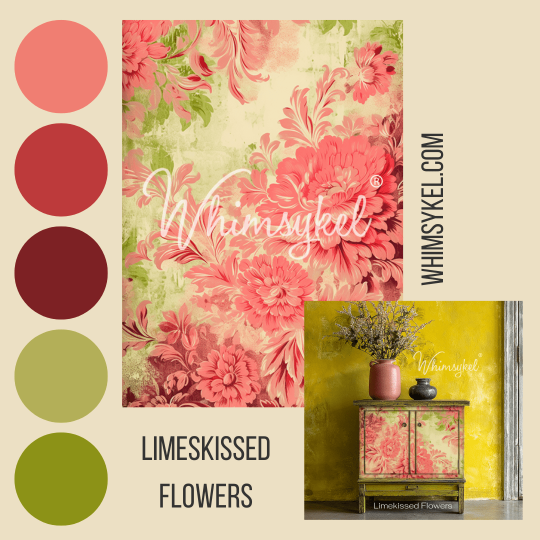 Limekissed Flowers  | 18 lb Decoupage Tissue Paper | 21x29 in