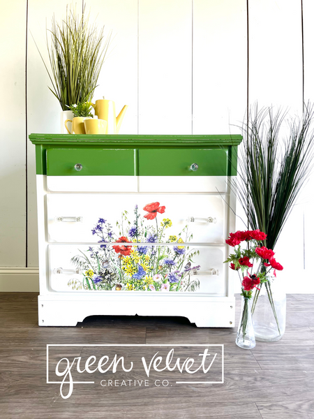 Handpainted Clover Green Dresser